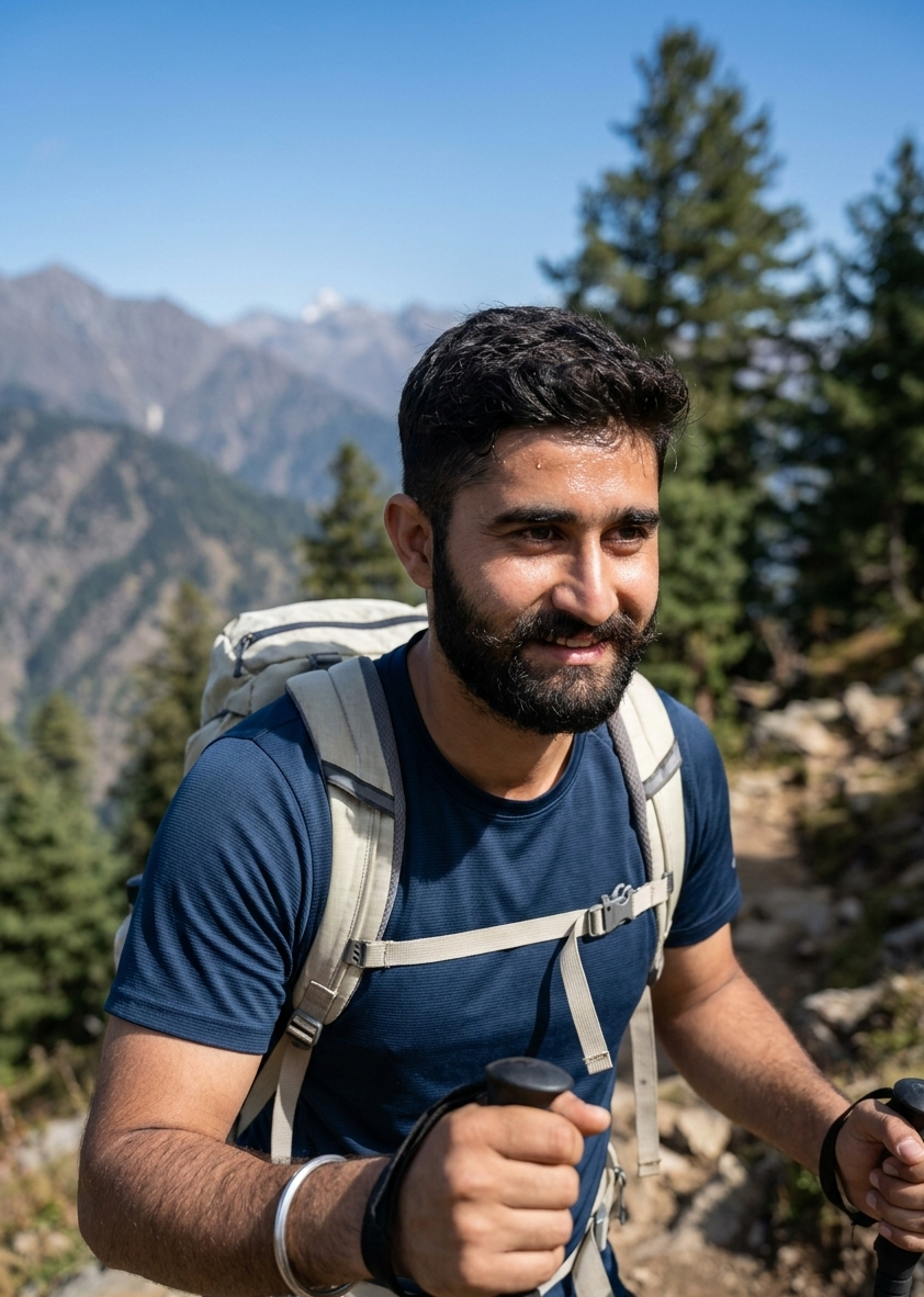 Rajat pathani doing hiking